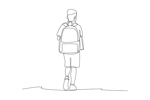 Dibujo continuo de una línea Concepto de regreso a la escuela Ilustración gráfica vectorial de diseño de dibujo de una sola línea
