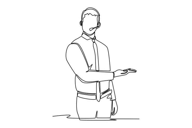 Vector dibujo continuo de una línea concepto de servicio al cliente ilustración gráfica vectorial de diseño de dibujo de una sola línea
