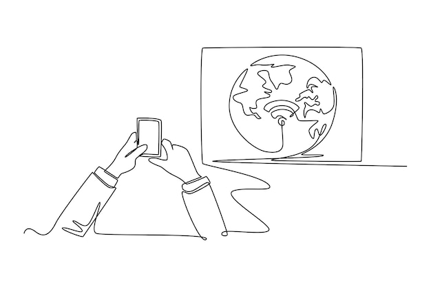 Dibujo continuo de una línea concepto de tecnología de negocios Ilustración vectorial de Doodle