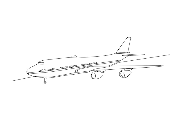 Dibujo continuo de una línea Concepto de transporte aéreo Ilustración de vector de Doodle