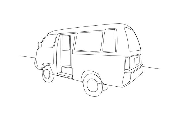 Dibujo continuo de una línea Concepto de transporte de servicio público Ilustración de vector de Doodle