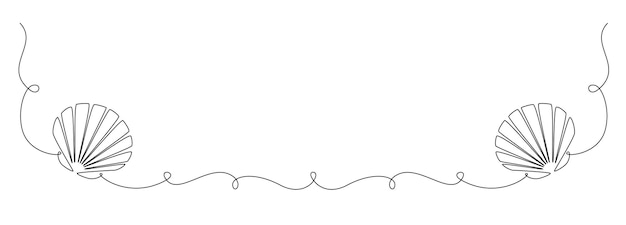 Vector dibujo continuo de una línea de concha de ostra abierta símbolo de concha marina y pancarta de spa de belleza y salón de bienestar en estilo lineal simple trazo editable ilustración vectorial dibujada a mano
