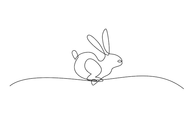 Dibujo continuo de una línea del conejo del conejo de Pascua