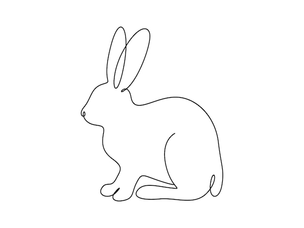 Dibujo continuo de una línea de conejo lindo arte de una sola línea de hermosa ilustración vectorial de conejo