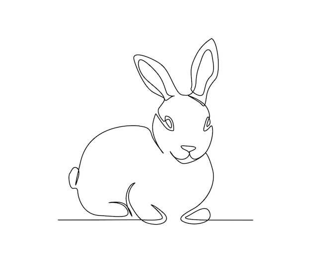 Dibujo continuo de una línea de conejo lindo conejito simple ilustración vectorial dibujada a mano