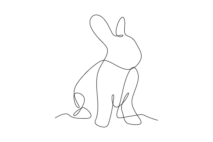 Vector dibujo continuo de una línea de un conejo para muchas expresiones en diseño blanco y negro año nuevo chino conejo zodiaco año del conejo línea simple año nuevo chino