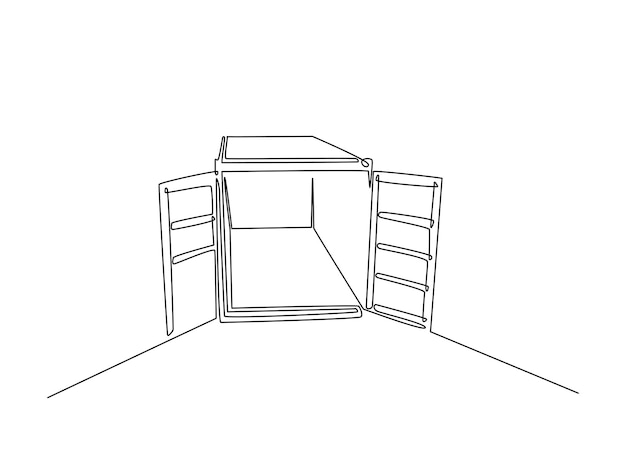 Dibujo continuo de una línea de un contenedor abierto para el transporte de mercancías