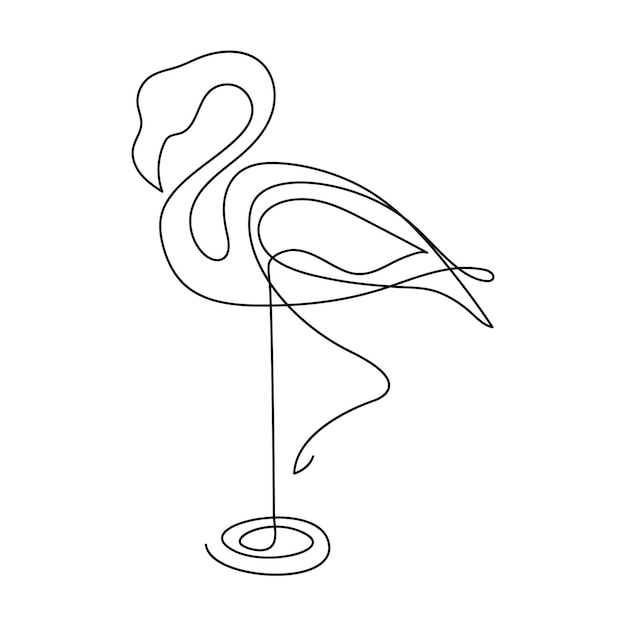 Dibujo continuo de una línea del contorno de Flamingo Diseño de ilustración vectorial