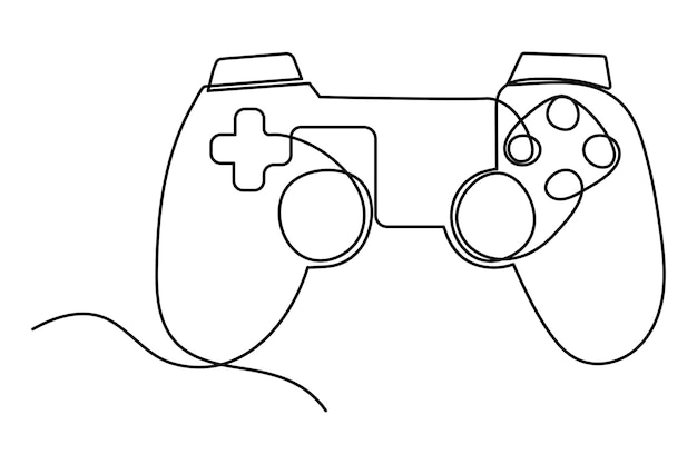Dibujo continuo de una línea del controlador de juego Joystick Ilustración vectorial del contorno