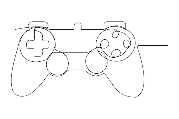 Dibujo continuo de una línea del controlador de juego Joystick Ilustración vectorial del contorno