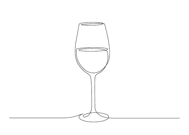 Dibujo continuo de una línea de copa de vino. Ilustración de vector de trazo editable