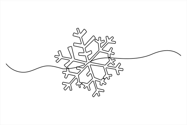 Dibujo continuo de una línea de copo de nieve Invierno y símbolo de copo frío ilustración vectorial
