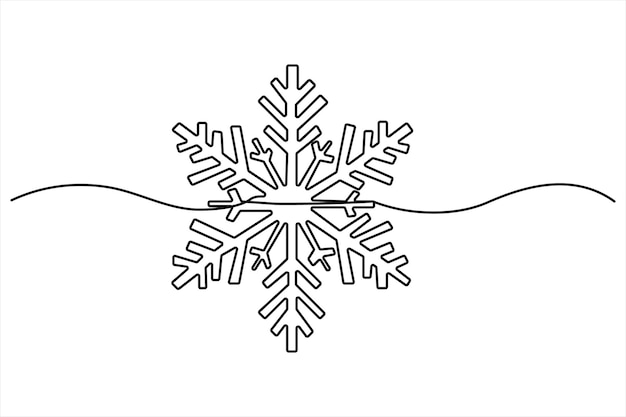 Dibujo continuo de una línea de copo de nieve Invierno y símbolo de copo frío ilustración vectorial