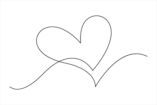 Dibujo continuo de una línea de corazón día de San Valentín amor aislado ilustración vectorial dibujada a mano