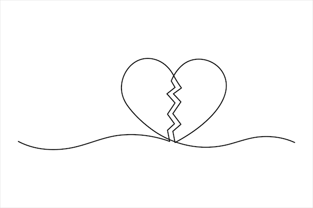 Dibujo continuo de una línea de corazón día de San Valentín amor aislado ilustración vectorial dibujada a mano
