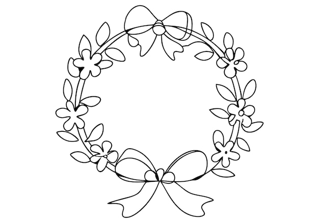 Dibujo continuo de una línea de una corona decorada Diseño festivo minimalista