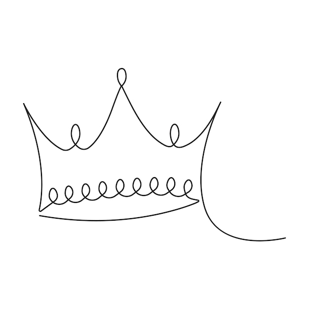 Dibujo continuo de una línea de la corona real simple corona real arte de una sola línea diseño vectorial editable