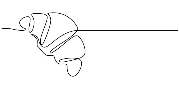 Dibujo continuo de una línea de croissant para el logotipo en estilo minimalista Línea de pastelería francesa dibujada a mano
