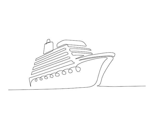 Dibujo continuo de una línea de un crucero de vela