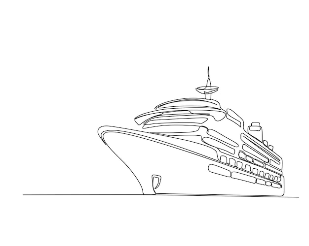 Dibujo continuo de una línea de un crucero de vela