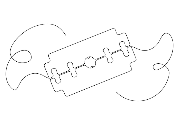 Dibujo continuo en una línea de cuchillas de doble borde arte minimalista de herramientas afiladas