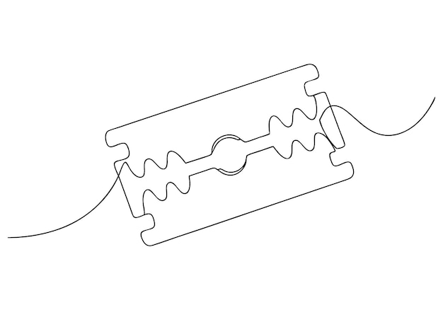 Dibujo continuo en una línea de cuchillas de doble borde arte minimalista de herramientas afiladas