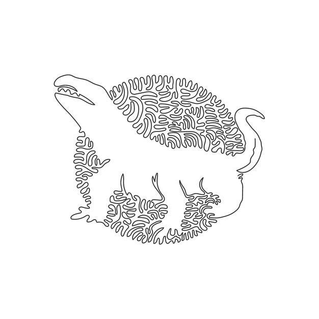 Dibujo continuo de una línea curva de mordedura venenosa de komodo para logotipo, decoración de pared, afiche boho