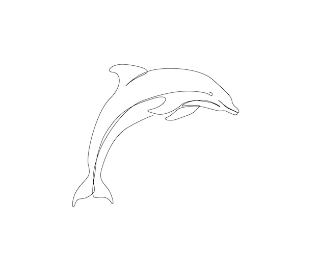 Dibujo continuo de una línea del delfín nariz de botella