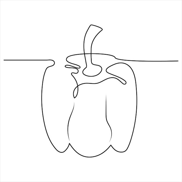 Dibujo continuo de una línea, dibujo artístico de línea de pimienta, ilustración vectorial