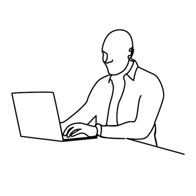 Dibujo continuo de una línea, dibujo portátil, arte de dibujo e ilustración, diseño vectorial
