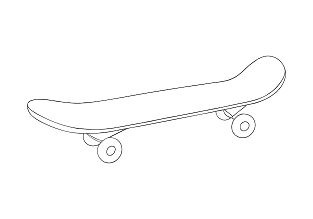Dibujo continuo de una línea de un diseño deportivo minimalista de patineta