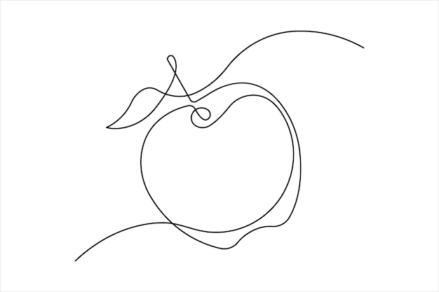 Dibujo continuo de una línea del diseño de la fruta de la manzana Ilustración vectorial