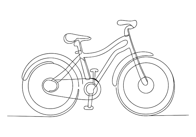 Dibujo continuo de una línea de un diseño minimalista al aire libre de bicicleta