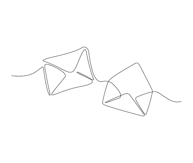 Dibujo continuo de una línea del diseño del sobre de papel