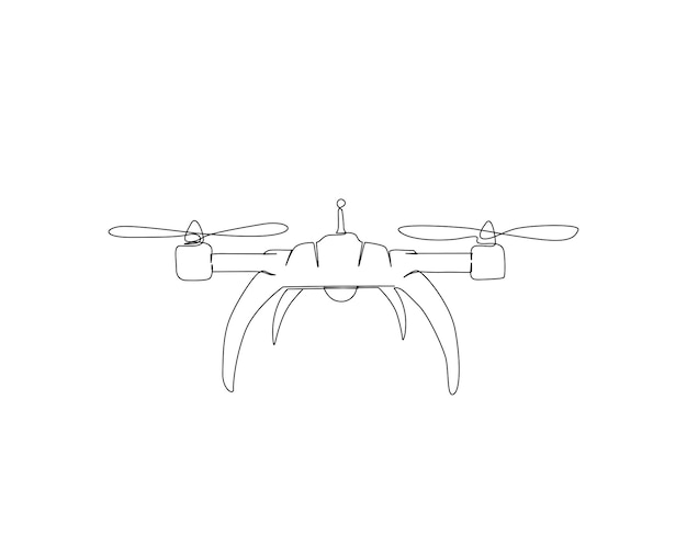 Dibujo continuo de una línea de un dron volador