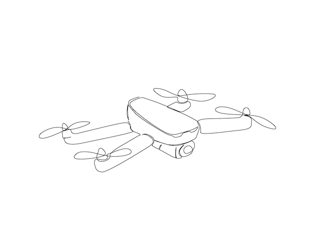Dibujo continuo de una línea de un dron volador