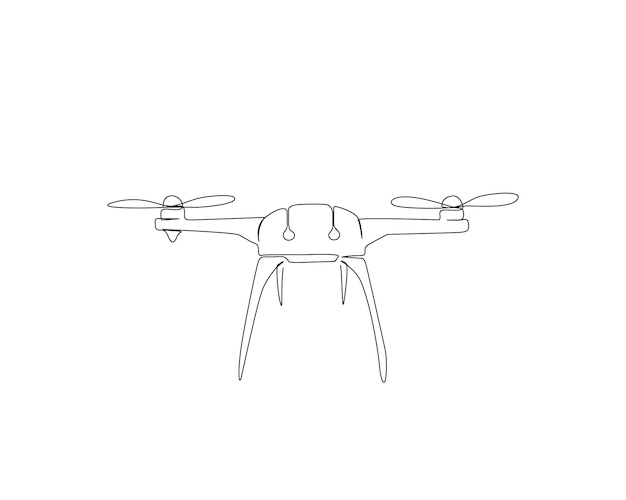 Dibujo continuo de una línea de un dron volador