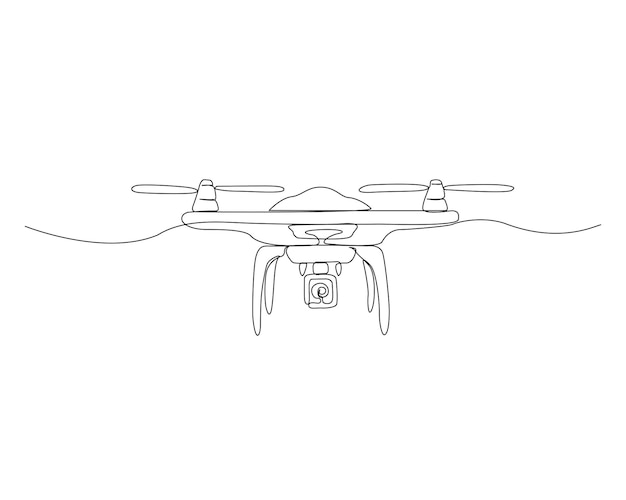 Dibujo continuo de una línea de un dron volador