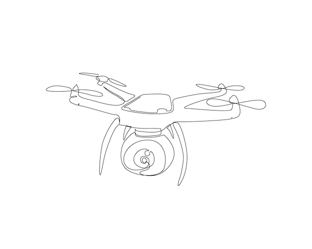 Dibujo continuo de una línea de un dron volador