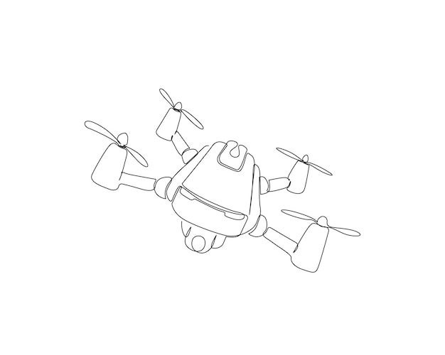 Dibujo continuo de una línea de un dron volador