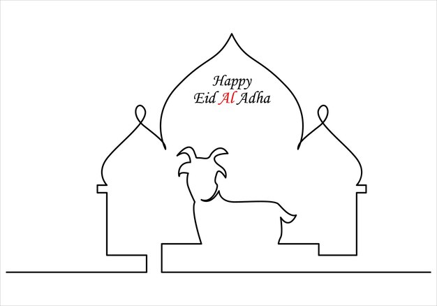 Dibujo continuo de una línea de eid al adha ilustración de arte vectorial de línea fuera