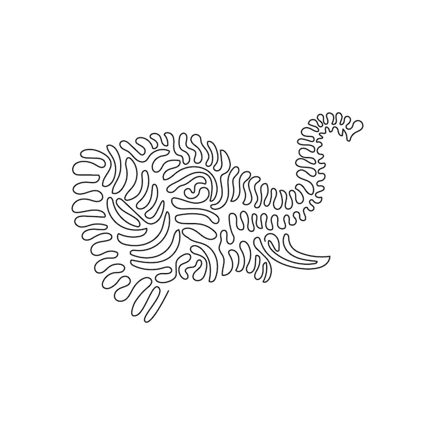 Dibujo continuo de una línea de elefante enorme vector de línea única de trompa de elefante larga para logotipo