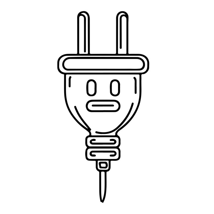 Vector dibujo continuo de una línea enchufe eléctrico y icono de señal de luz de electricidad vector de dibujos dibujos