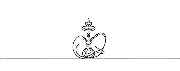 Dibujo continuo de una línea de equipo para fumar tabaco de narguile simple ilustración de vector de contorno sheesha