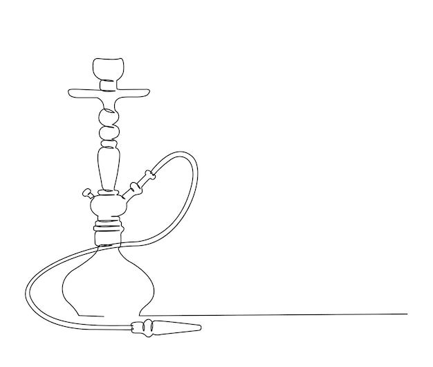Dibujo continuo de una línea de equipo para fumar tabaco de narguile simple ilustración de vector de contorno sheesha