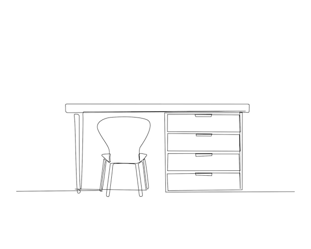 Dibujo continuo de una línea de escritorio de estudio o de oficina