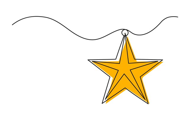 Dibujo continuo de una línea de la estrella de Navidad