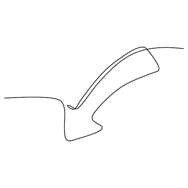 Dibujo continuo de una línea de la flecha apuntando hacia abajo Dibujo lineal de la flecha del cursor Trazo editable