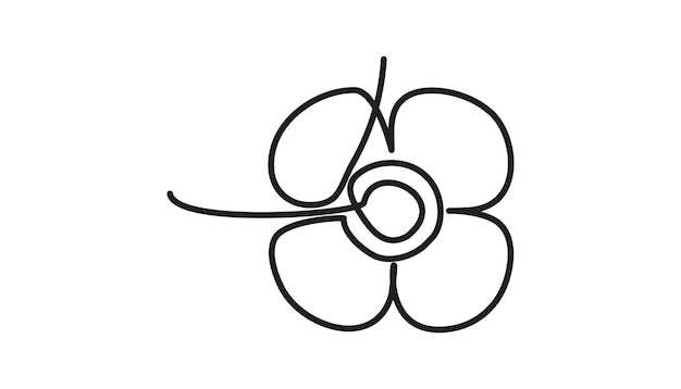 Dibujo continuo de una línea de flor de amapola