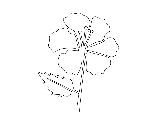 Dibujo continuo de una línea de la flor del hibisco Ilustración vectorial